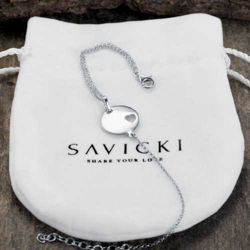 Bransoletka celebrytka serce Savicki: srebrna